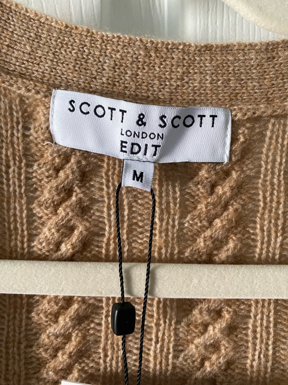 Scotch & Soda Tan Cable-Knit V-Neck Cardigan - Picture 3 of 5